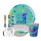 Kit Refeição Infantil Melamina Stitch Disney 6 Peças Pratos,
