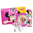 Kit Refeição Infantil Minnie 7 Peças Melamina Prato, Tigela,