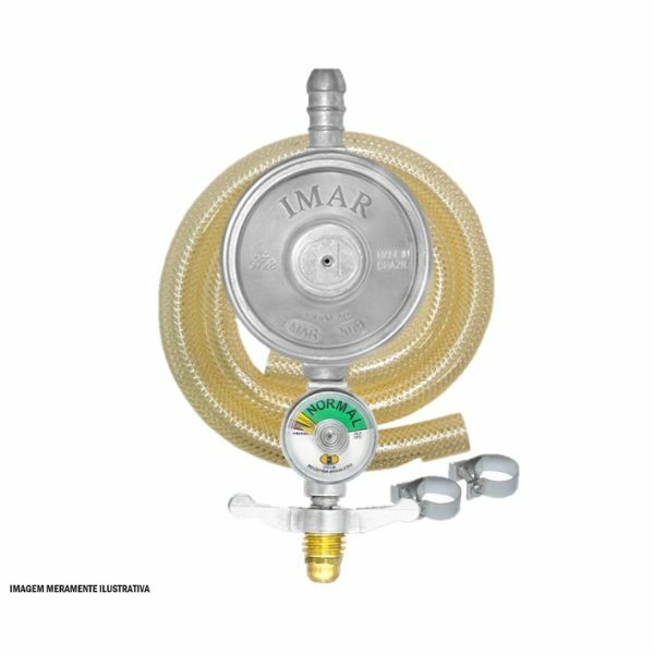 Kit Registro Gás 1kg C/ Manômetro + Mangueira 2m + 2 Abraçade