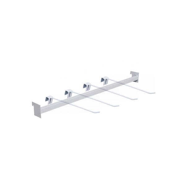 Kit - Régua Para Gôndola Ponta 73cm + 4 Ganchos Simples Branc