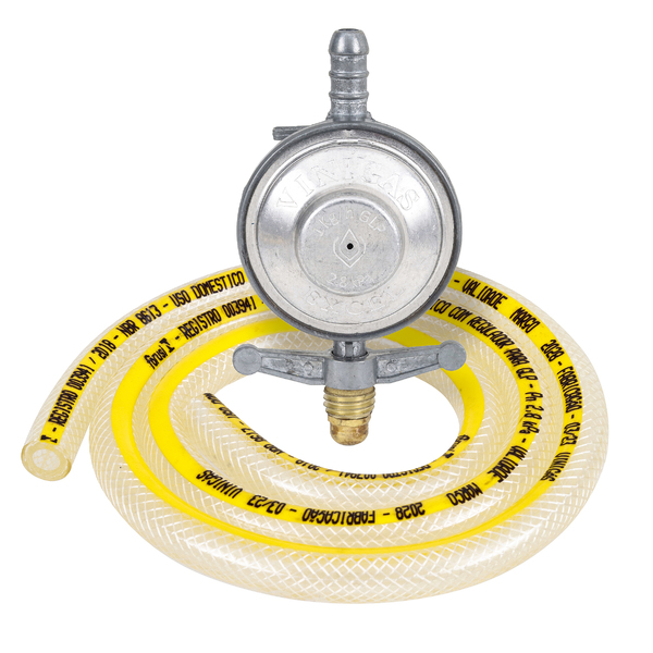 Kit Regulador de Gás GLP 1 Kg/h com Registro e Mangueira 125cm Vinigás