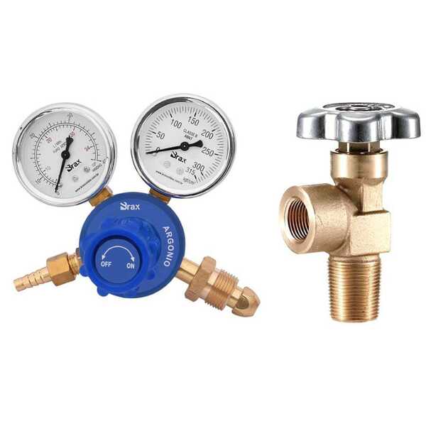 Kit Regulador P/ Cilindros De Argônio + Válvula De Topo P/ Ci