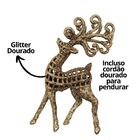 Kit Rena Glitter Dourado Pendente 13cm 6 Peças Enfeite Árvore