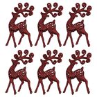 Kit Rena Natal Glitter Vermelho Pendente 13cm 6 Peças Enfeite