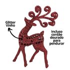 Kit Rena Natal Glitter Vermelho Pendente 13cm 6 Peças Enfeite