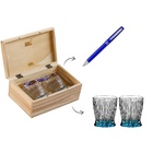Kit Riedel Gift 2 Copos Whisky Fire + Caneta Crown + Caixa Az