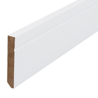 Kit Rodapé 5 peças de MDF Comum Frisado Revestido Branco 2,40x10x1,5 Moldurama