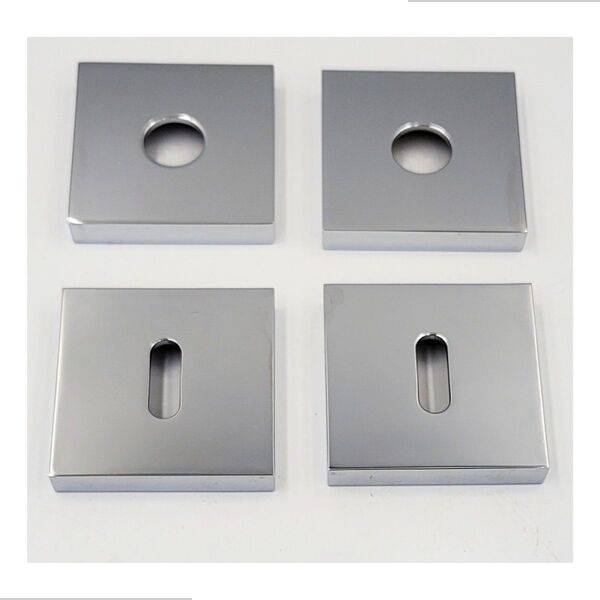 Kit Roseta Avulsa Fechadura Pado Interna Cromada Canto Reto S