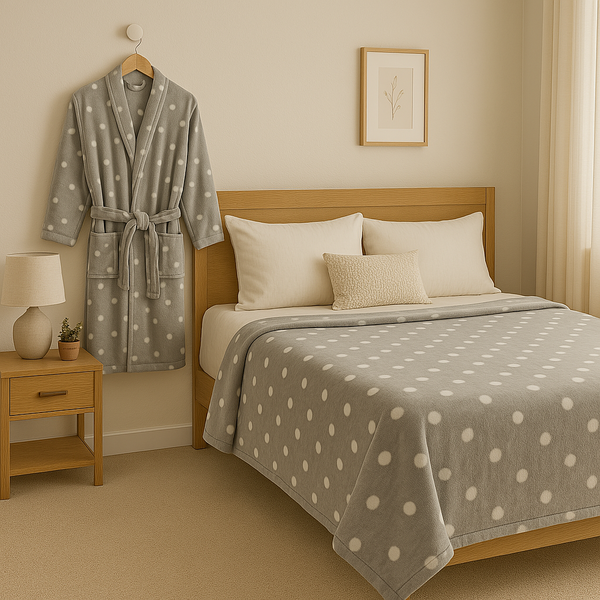 Kit Roupão G + Manta Plush Queen Peluciado Kacyumara Ball Fend