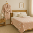 Kit Roupão M + Manta Plush Queen Peluciado Kacyumara Ball Rose