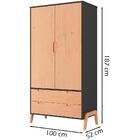 Kit Roupeiro 2 Portas E Comoda 4 Gavetas Grafite Pinus Hec