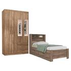 Kit Roupeiro C/ Espelho 4 Portas E Cama C/ Gavetas Atacama
