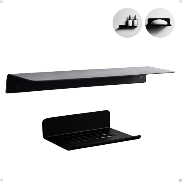 Kit Saboneteira + Prateleira Banheiro Porta Shampoo Condicion