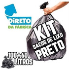 Kit Saco De Lixo 100 + 60 Lts Super Reforçado Preto Preto