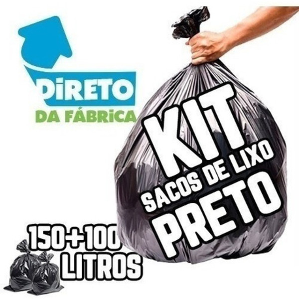 Kit Saco De Lixo 150l Reforçadíssimo + 100l Reforçado Preto