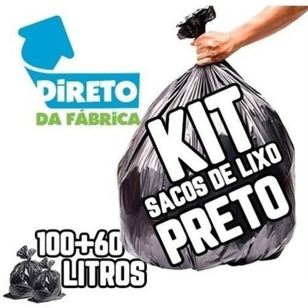 Kit Saco Lixo 100un 100l + 100un 60l Preto
