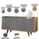 Kit Sala De Jantar Aparador Havana B01 Com Cristaleira Domini