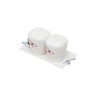 Kit Saleiro e Pimenteiro Porcelana Branca C/Bandeja Borboleta