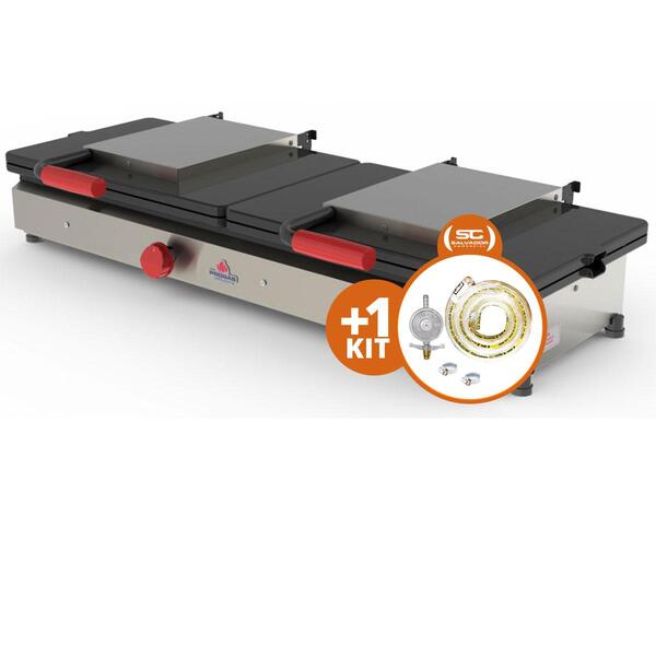 Kit - Sanduicheira 2 Prensas Gigante Gás Pr-952g + Kit Gás -