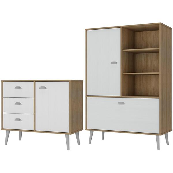 Kit Sapateira 2 Portas E Comoda 3 Gavetas Avela Branco Hec