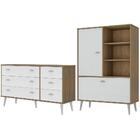 Kit Sapateira 2 Portas E Comoda 6 Gavetas Avela Branco Hec