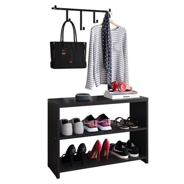 Kit Sapateira Organizadora Calçados Banqueta Cabideiro Pendur