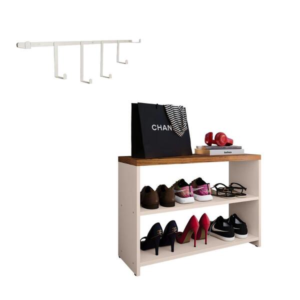 Kit Sapateira Organizadora Pequena Prateleira Off White/freij