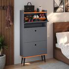 Kit Sapateira Vertical 3 Gavetas Basculantes Dark E 2 Mesinha