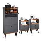 Kit Sapateira Vertical 3 Gavetas Basculantes Dark E 2 Mesinha