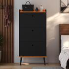 Kit Sapateira Vertical 3 Gavetas Basculantes Dark Preto/cinam