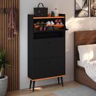 Kit Sapateira Vertical 3 Gavetas Basculantes Dark Preto/cinam