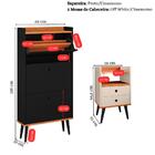 Kit Sapateira Vertical 3 Gavetas Basculantes Dark Preto/cinam