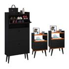 Kit Sapateira Vertical 3 Gavetas Basculantes Dark Preto E 2 M