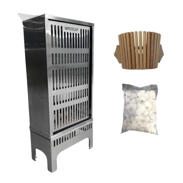 Kit Sauna Seca 6kw + Seixo + Luminária Impercap - Até 10 5m³