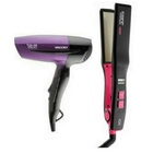 Kit Secador De Bolsa Roxo Mais Chapinha Colors Rosa Bivolt