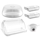 Kit Servir Mesa 5pc Com Porta Pão  Porta Bolo  2 Porta Frios