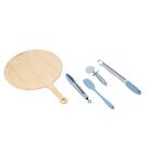 Kit Servir Pizza C/ Tábua Cortador Ralador Bambu 5 Pç-oikos U