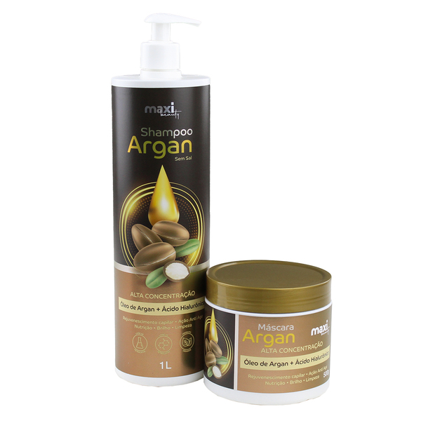 Kit Shampoo E Mascara Argan Reconstrução Maxi Beauty Vegano
