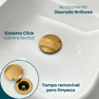 Kit Sifão Copo Dourado Metal 1 1/4 Pol Com Tubo Flexível Ajus