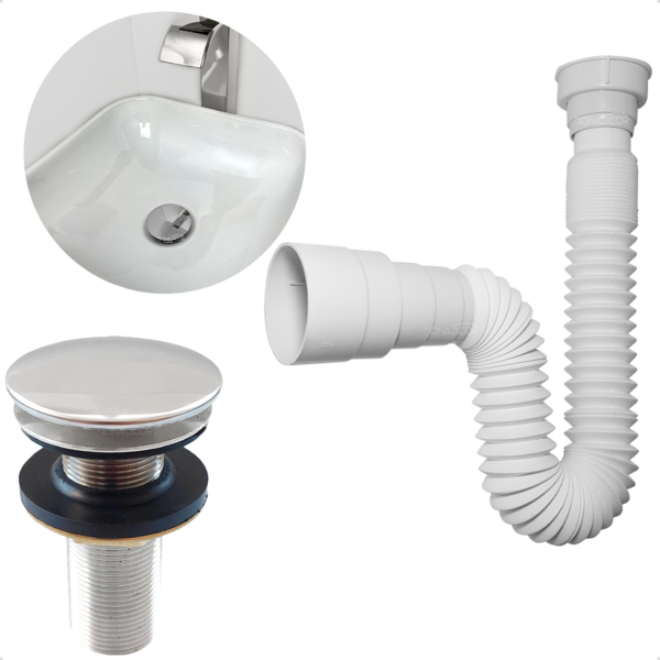 Kit Sifão Flexível Sanfonado Universal Lavatório E Válvula Cl