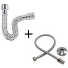 Kit Sifão Sanfonado Cromado + Engate Flexivel Trançado 40 Cm