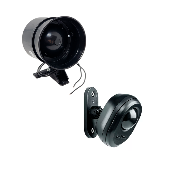 Kit Sirene Sensor De Presença Preto Bivolt 110v 220v Alarme