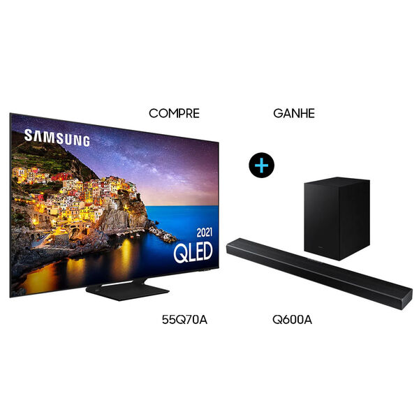 Kit Smart Tv 55" Qled 4k 55q70a E Soundbar Samsung Hw-q600a