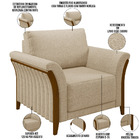 Kit Sofá 02 Lugares 162cm Com Poltrona Stefan Pés De Madeira