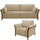 Kit Sofá 02 Lugares 162cm Com Poltrona Stefan Pés De Madeira