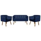 Kit Sofá 02 Lugares E 02 Poltronas Julia Azul Com Strass