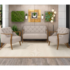 Kit Sofá 02 Lugares Sala Estar 135cm Com 02 Poltronas Coral P