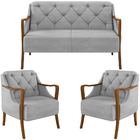 Kit Sofá 02 Lugares Sala Estar 135cm Com 02 Poltronas Coral P