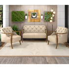 Kit Sofá 02 Lugares Sala Estar 135cm Com Poltrona Coral Pés D