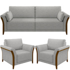 Kit Sofá 02 Lugares Sala Estar 162cm Com 02 Poltronas Stefan